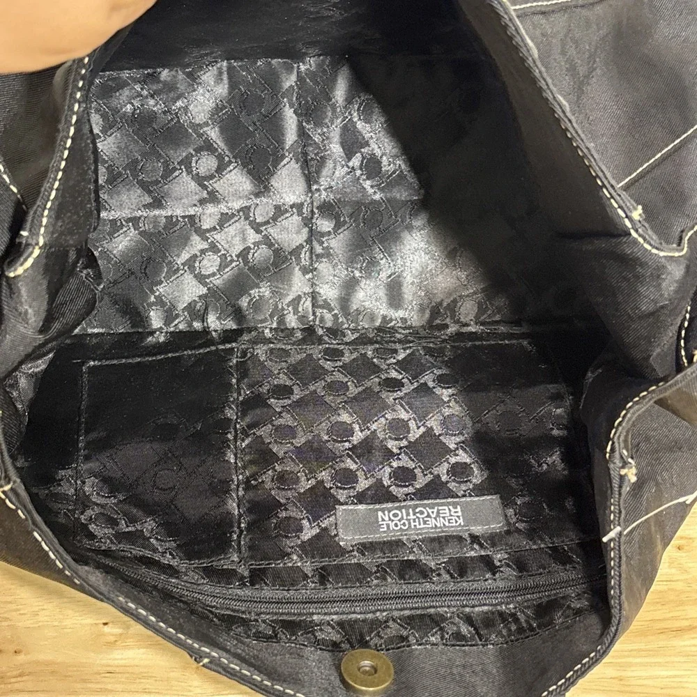Kenneth Cole Reaction Black Studded Hobo Shoulder Bag Purse Y2K Boho